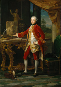 Portrait of a Young Man,  ca. 1760–65 by Pompeo Girolamo Batoni is a portrait of a possibly French Grand Tourist.